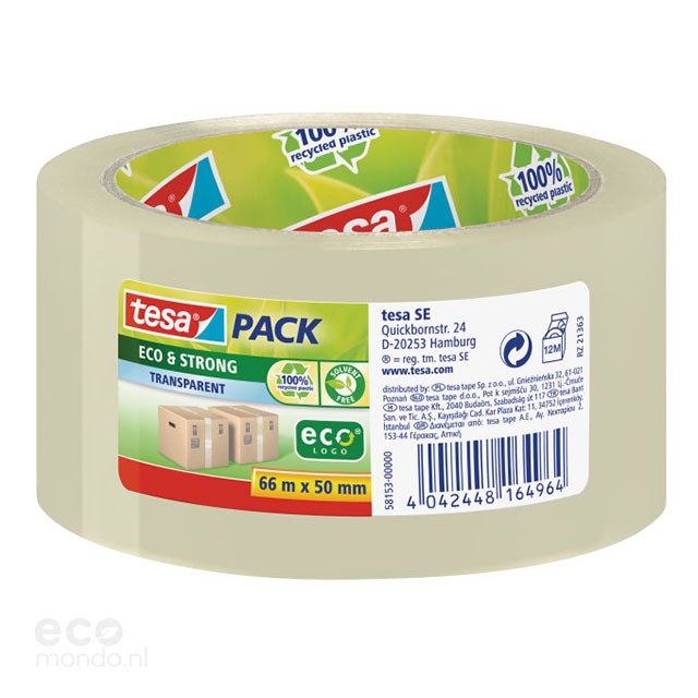 Tesa Eco Tape transparant 100% gerecycled plastic