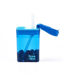 drink in de box herbruikbaar drinkpakje blauw vol