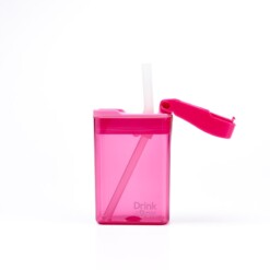 drink in de box herbruikbaar drinkpakje roze open