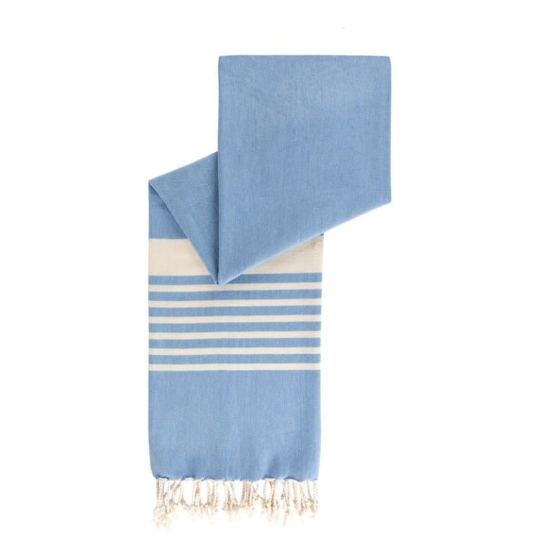 Happy Towels Hamam- en saunahanddoek | Badhanddoek | Extra Lang & Zacht Geweven | 210 cm x 95 cm | 60% Tencel™ Lyocell en 40% katoen | Fairtrade (Zand en Wit, 1