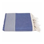 Happy Towels Hamamdoek | Badhanddoek | Saunahanddoek | Extra lang en zacht geweven | 210 cm x 95 cm | 60% Tencel™ lyocell en 40% katoen | Fairtrade (turquoise en wit, 1