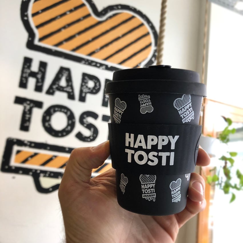 happy tosti koffiebeker met logo