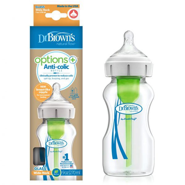 Dr-Browns Brede halsfles 270ml glas