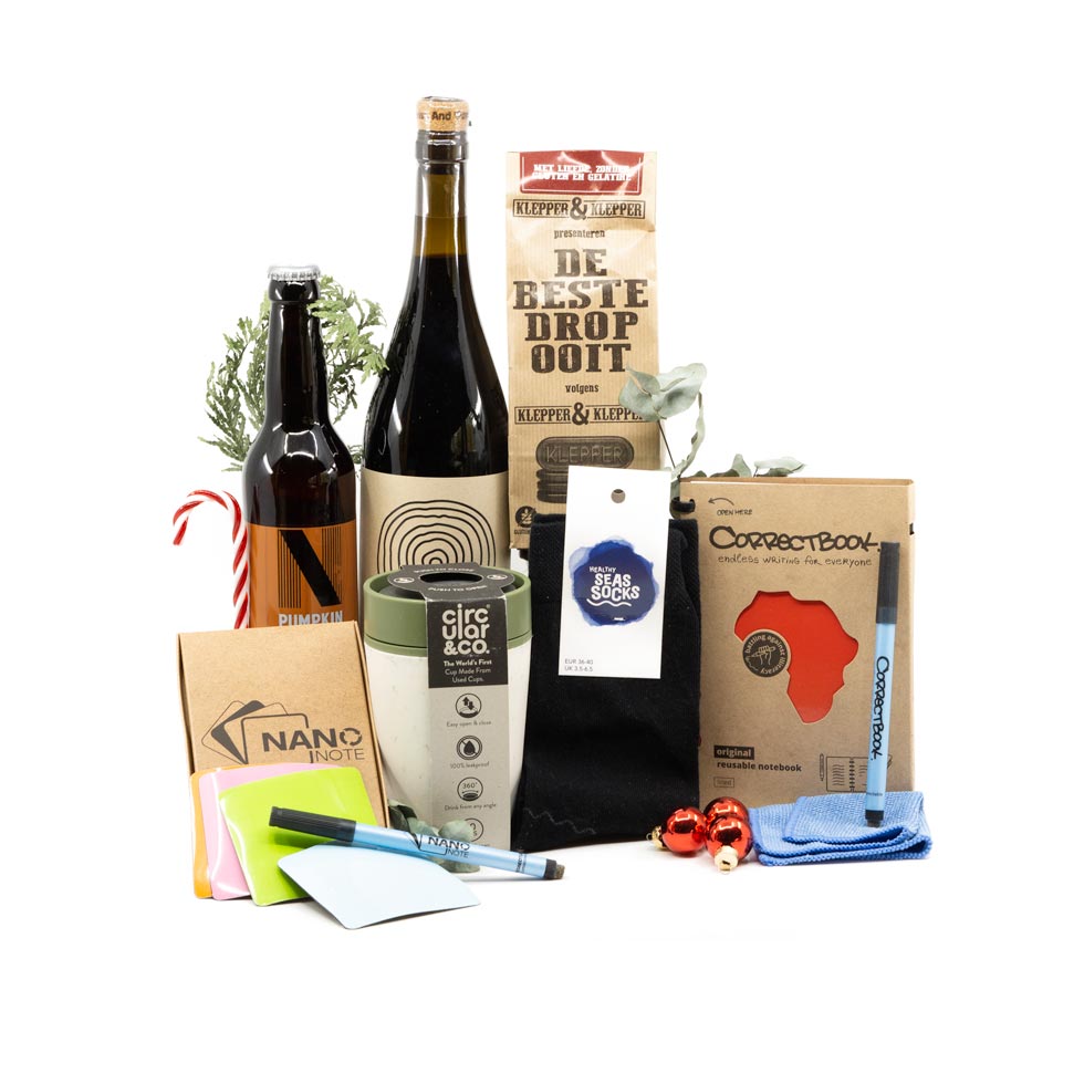Duurzaam kerstpakket met koffiebeker