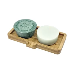 bamboe zeepschaal twee shampoo bars